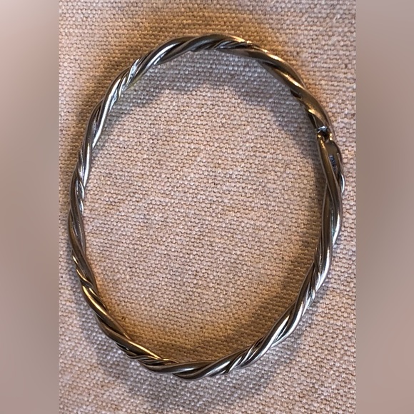 Vintage Handcrafted Nickel Silver Twist Bangle Bracelet fits up to 8” wrist - Picture 2 of 7